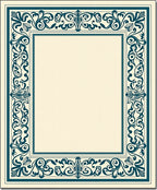 Teal Bordered Ivory Filigree Frame Rug