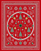 Festive Red Christmas Tree Ornament Rug
