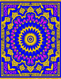 Vibrant Blue Yellow Floral Round Rug