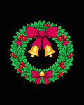 Festive Green Wreath Red Bow Bells Rug