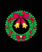 Festive Green Wreath Red Bow Bells Rug
