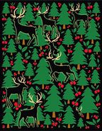 Black Forest Deer Red Berries Rug
