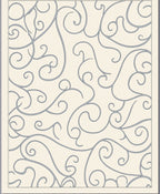 Cream Blue Swirl Flourish Medallion Rug