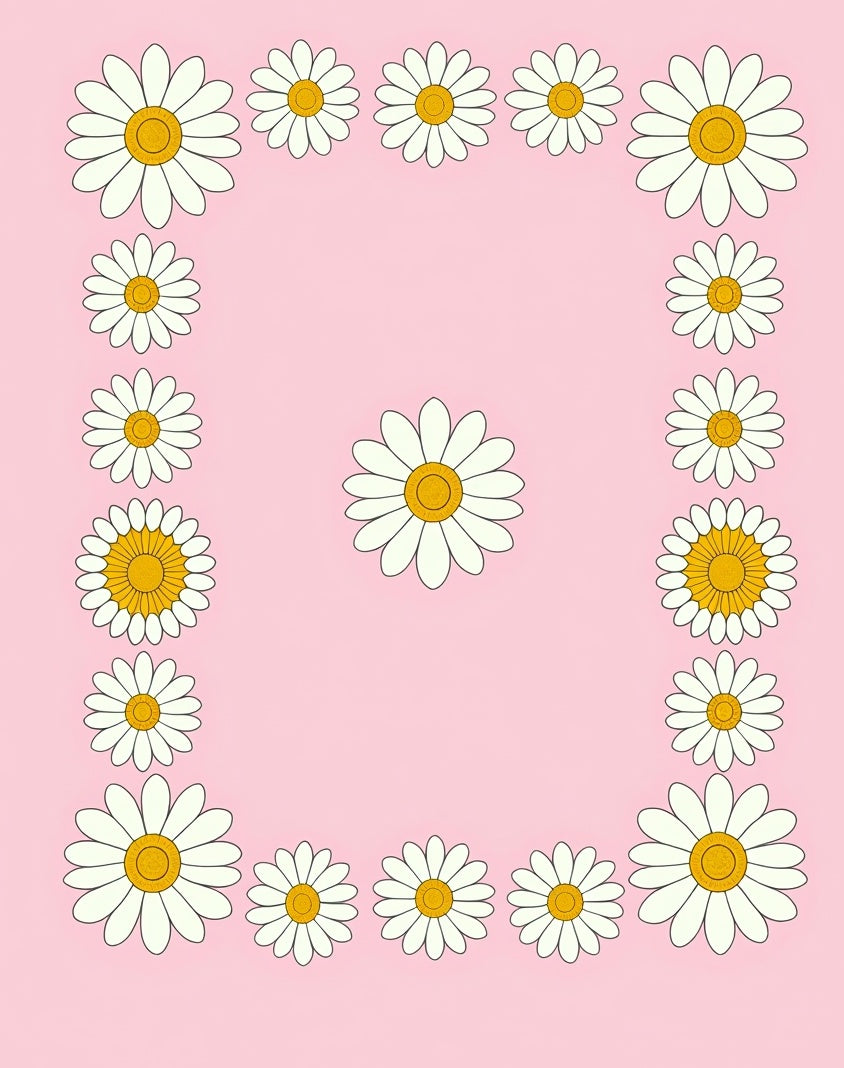 Vintage Pink Daisy Border Rug