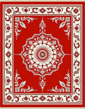 Bold Red Vintage Floral Lattice Rug