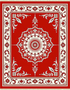 Bold Red Vintage Floral Lattice Rug