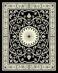 Black Beige Intricate Floral Medallion Rug