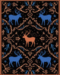 Rustic Deer Woodland Forest Symmetry Rug