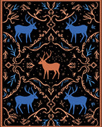 Rustic Deer Woodland Forest Symmetry Rug