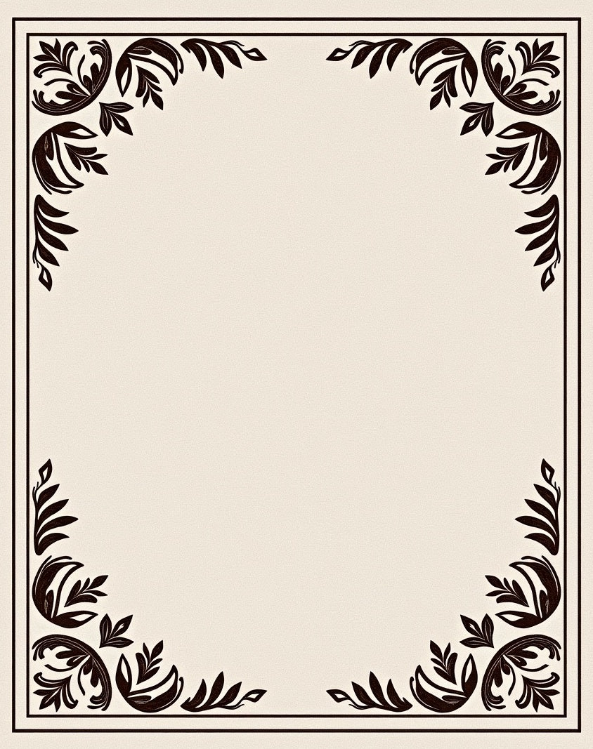 Elegant Dark Floral Corner Border Rug