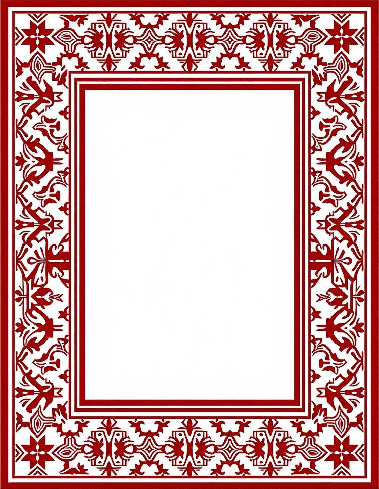 Crimson Intricate Floral Frame Rug