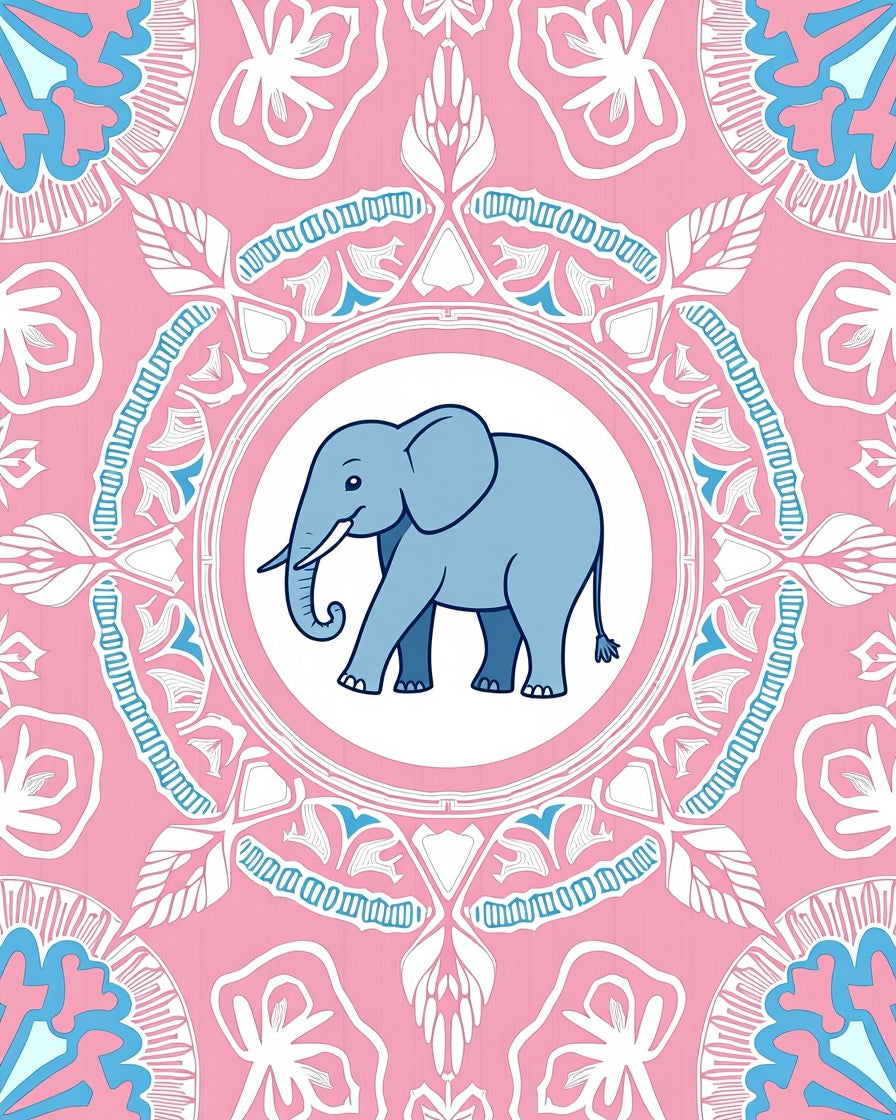 Pink Elephant Mandala Rug