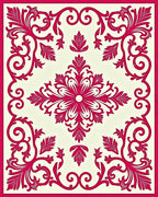 Vibrant Cherry Blossom Scroll Work Rug