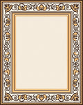 Ornate Ivory Floral Vine Border Rug