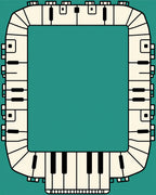 Ivory Black Keyboard Border Rug