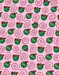 Whimsical Green Ball Swirl Pink Rug