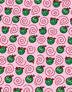 Whimsical Green Ball Swirl Pink Rug