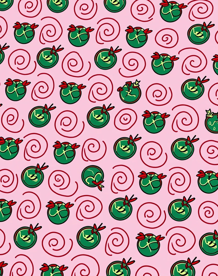 Whimsical Green Ball Swirl Pink Rug