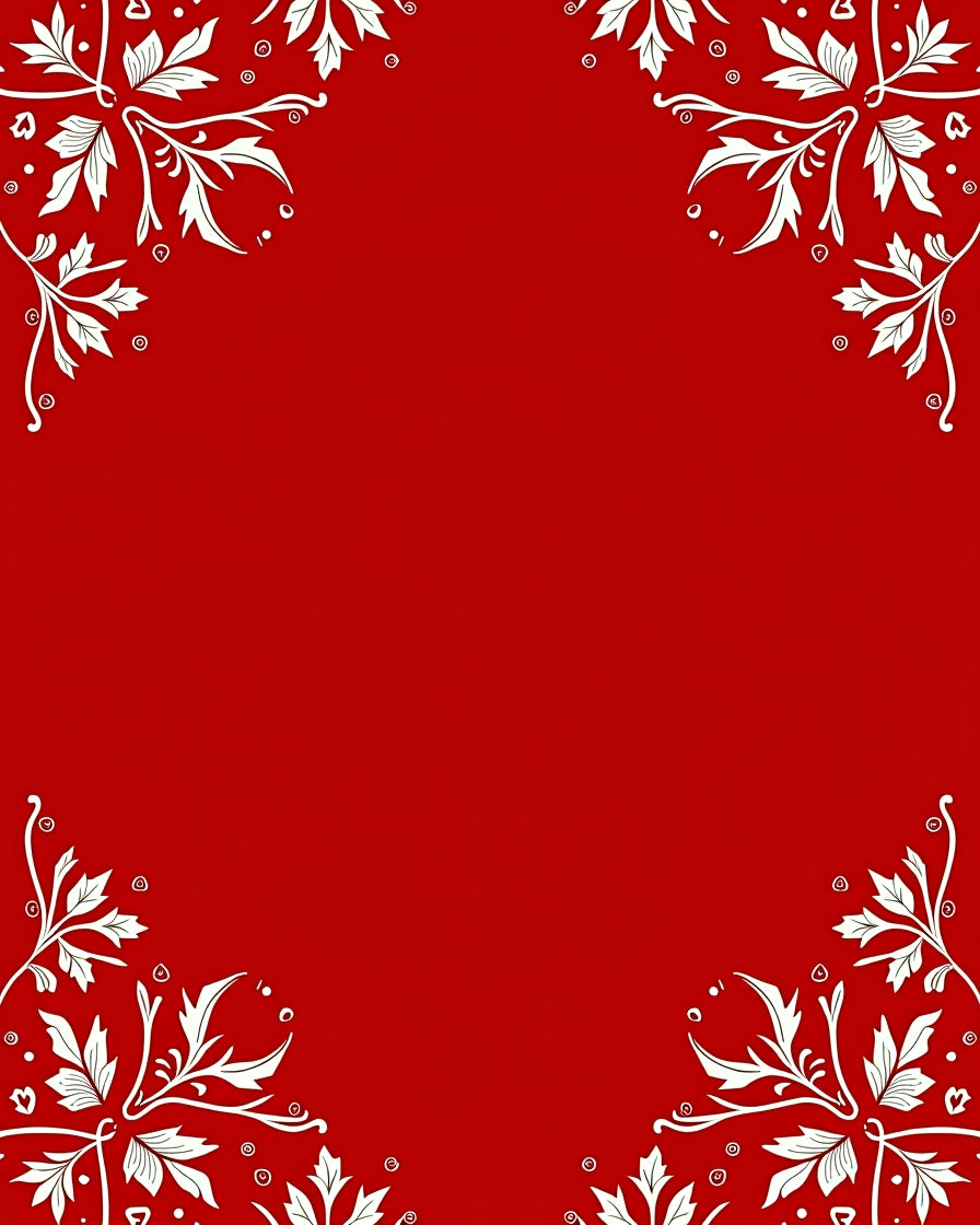 Elegant Crimson Floral Corner Overlay Rug