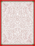 Intricate Red Floral Vines Border Rug