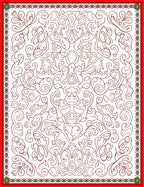 Intricate Red Floral Vines Border Rug