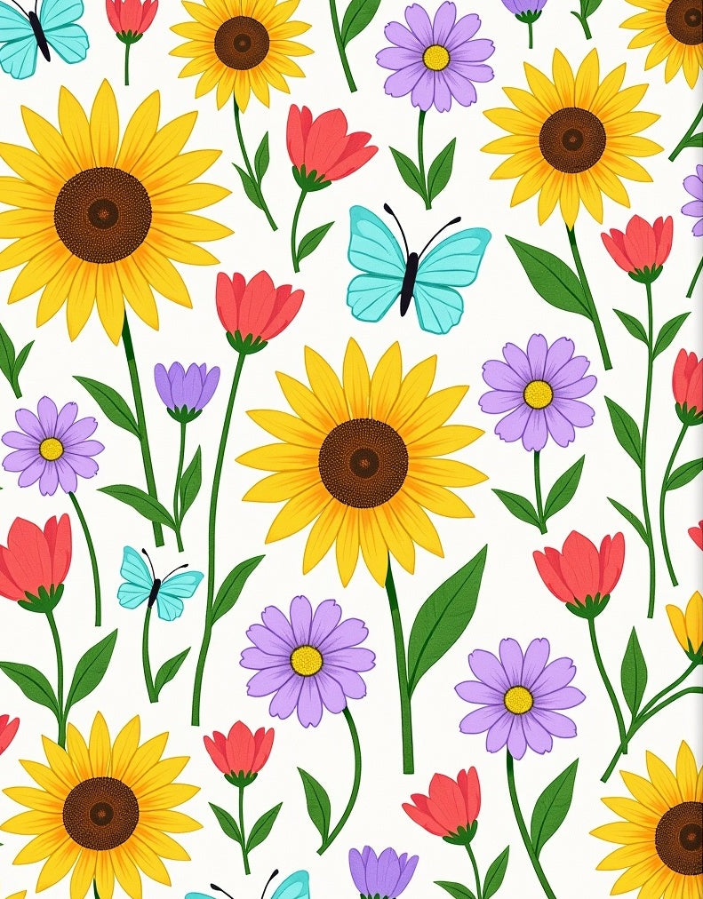 Sunny Yellow Sunflower Meadow Butterflies Rug