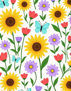 Sunny Yellow Sunflower Meadow Butterflies Rug