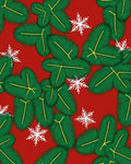 Red Evergreen Snowflakes Garland Rug