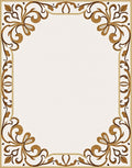 Ornate Golden Brown Scrolls Border Rug
