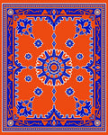 Bold Orange Blue Symmetrical Bloom Rug