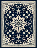 Midnight Blossom Intricate Floral Rug