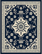 Midnight Blossom Intricate Floral Rug