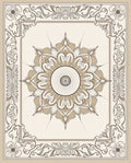 Neutral Tan Floral Medallion Border Rug