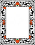 Orange Pumpkin Bat Swirl Border Rug