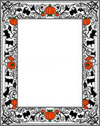 Orange Pumpkin Bat Swirl Border Rug