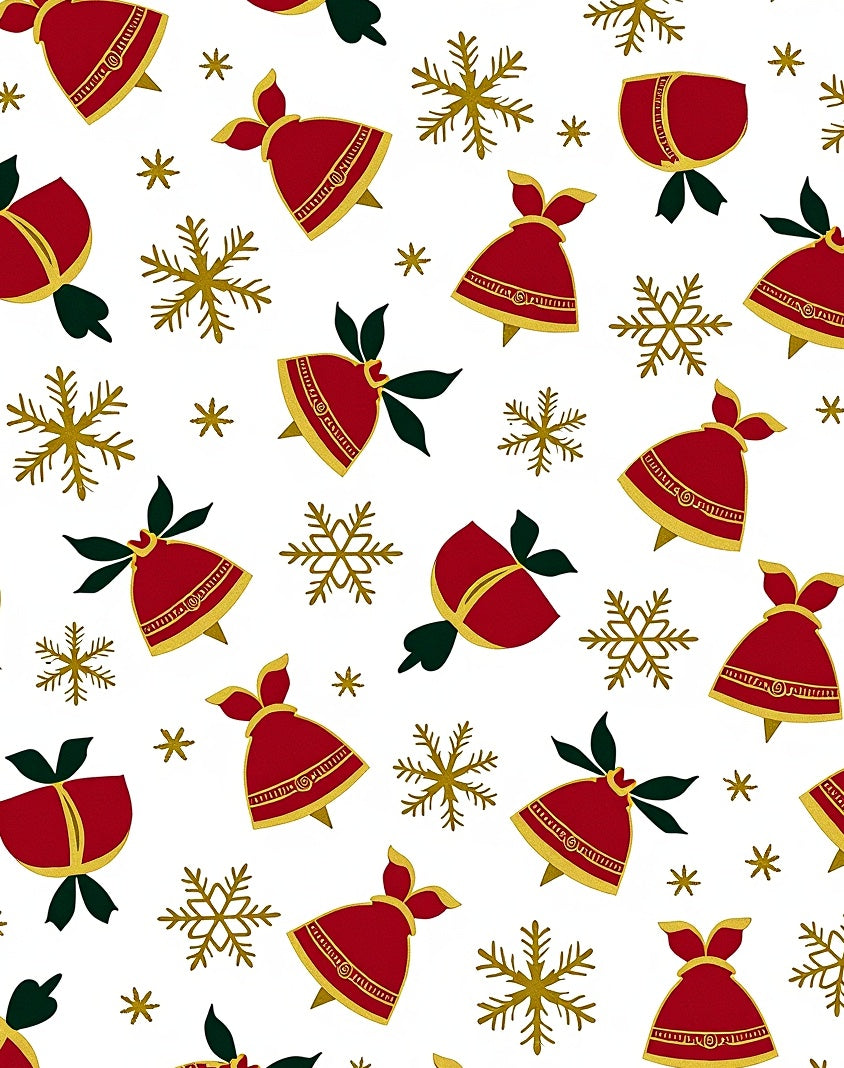 Red Gold Festive Bells And Snowflakes Rug