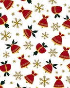 Red Gold Festive Bells And Snowflakes Rug