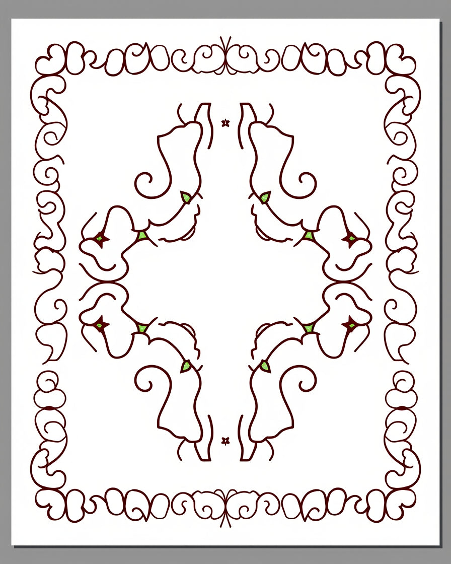 Deep Red Floral Border Swirls Medallion Rug