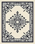 Black Ivory Ornate Medallion Frame Rug