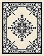Black Ivory Ornate Medallion Frame Rug