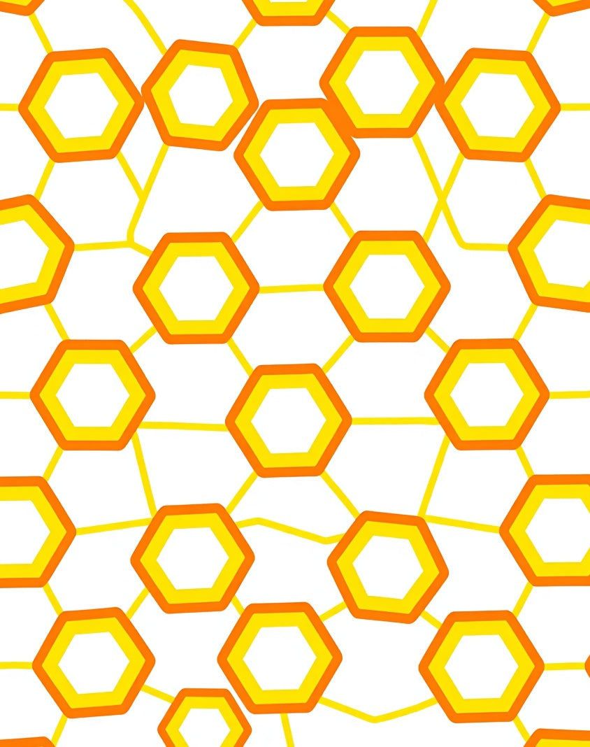 Vibrant Yellow Orange Honeycomb Hexagon Rug