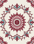 Deep Burgundy Floral Medallion Lattice Rug