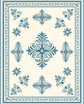 Classic Teal Floral Medallion Square Rug