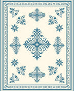 Classic Teal Floral Medallion Square Rug