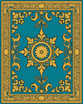 Teal and Gold Ornate Medallion Rug