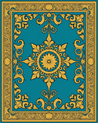 Teal and Gold Ornate Medallion Rug