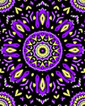 Bold Purple Yellow Abstract Radiating Rug