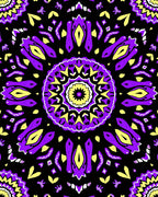 Bold Purple Yellow Abstract Radiating Rug