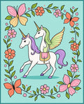 Whimsical Twin Unicorns Floral Butterfly Frame Rug