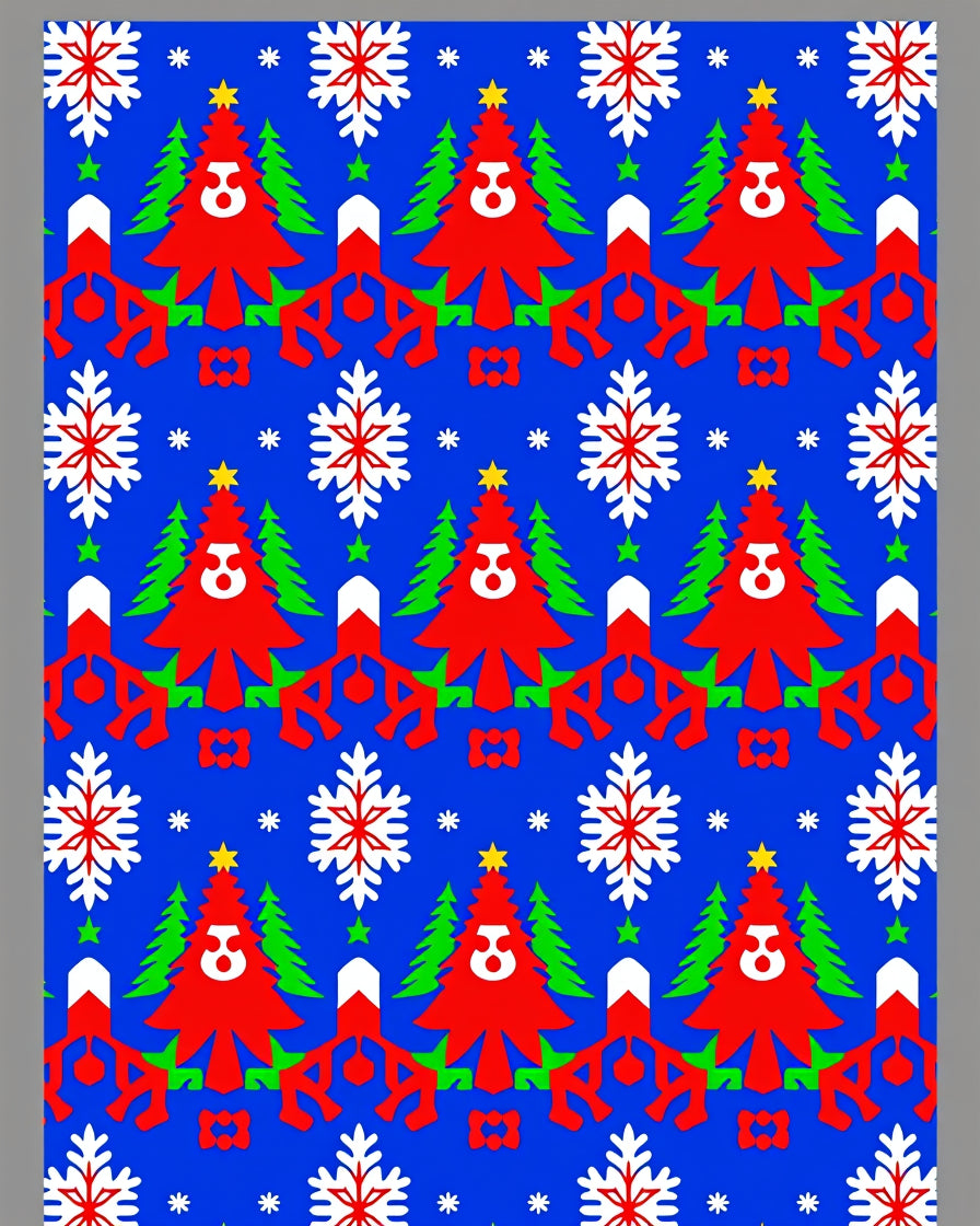 Christmas Trees Snowflakes Holiday Collage Rug